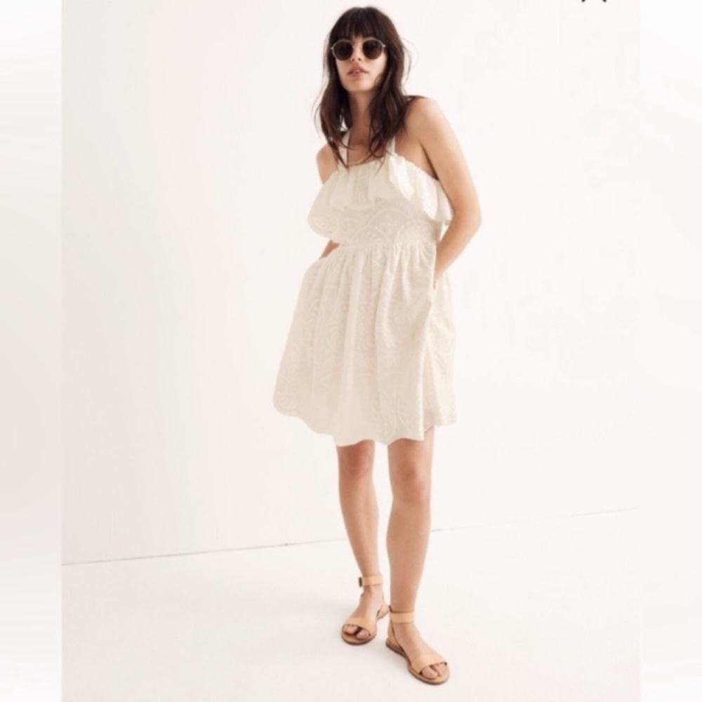 Madewell Women's Cream Eyelet Sundress Size 6